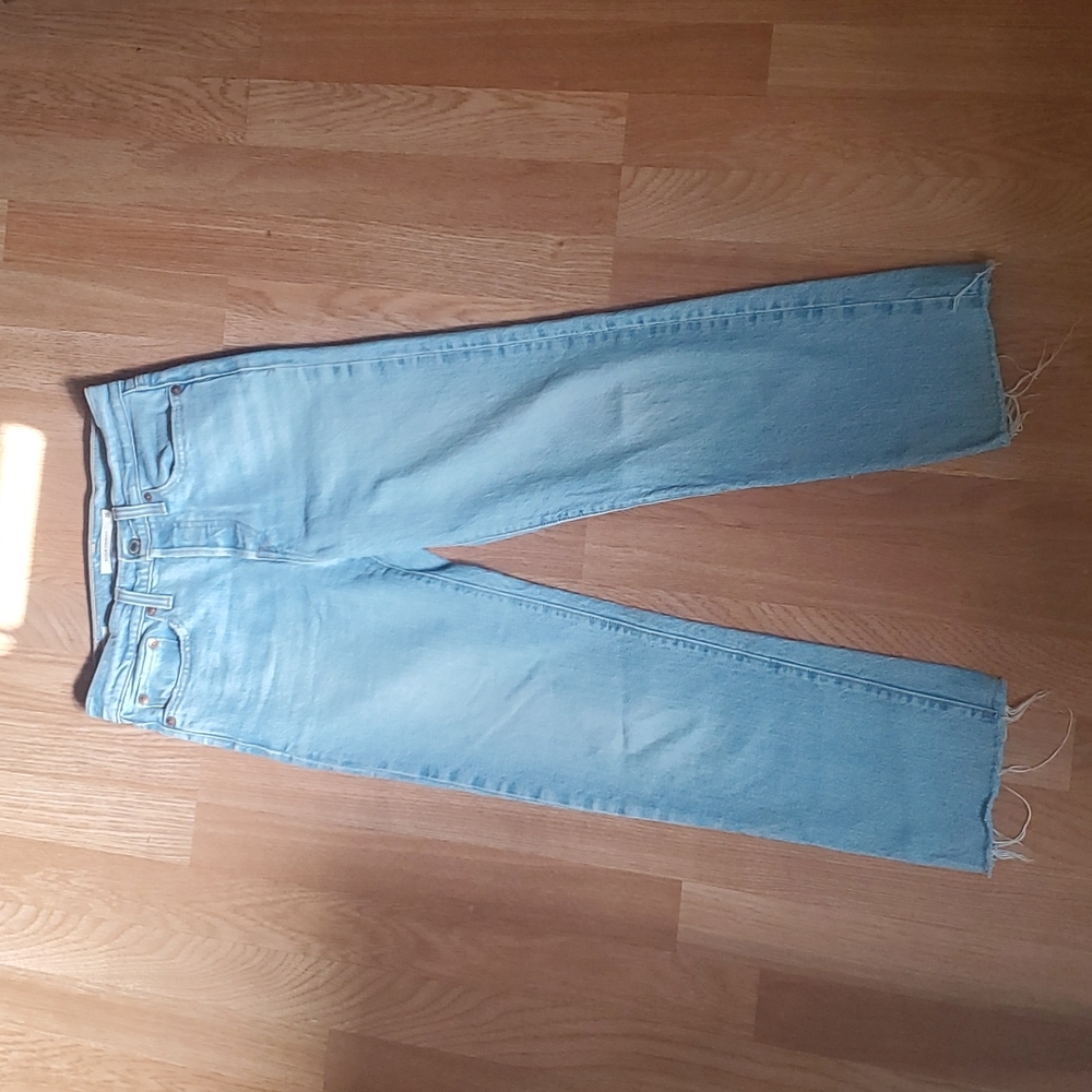 Levi's Wedgie Straight size 25 Tango Hustle wash raw edge jeans (W25 L26)